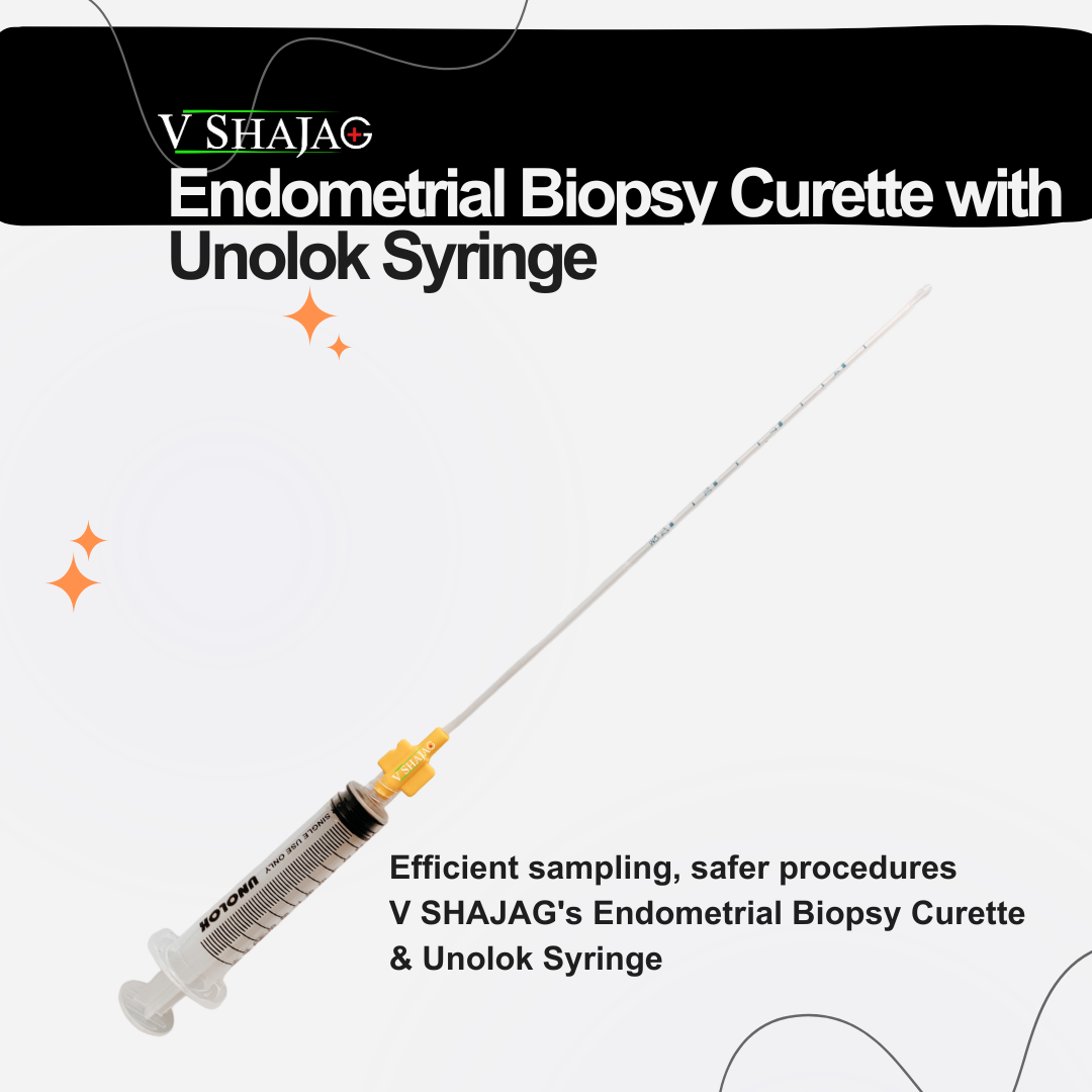 v shajag endometrial biopsy curette with 10ml unolok syringe