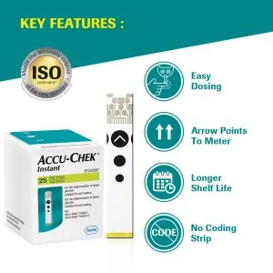 accuchek glucometer instant strips