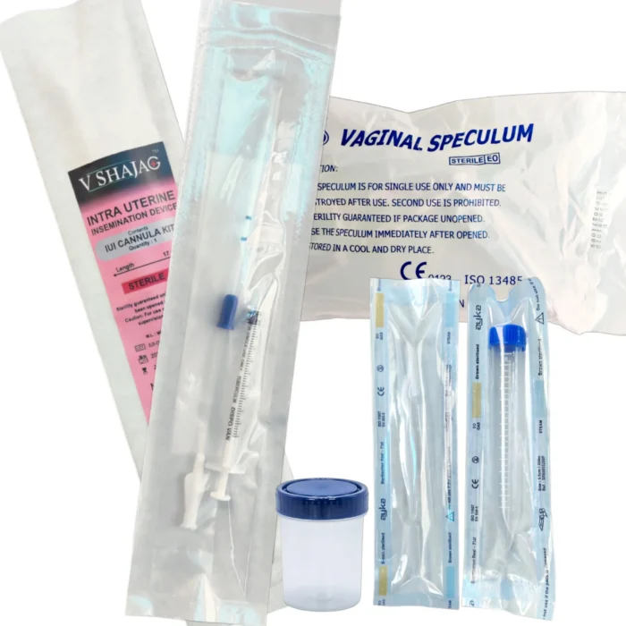 V SHAJAG Entire IUI Cannula(17cm) Kit with Speculum+Bottle+Centrifuge Tube+pair Droppers .