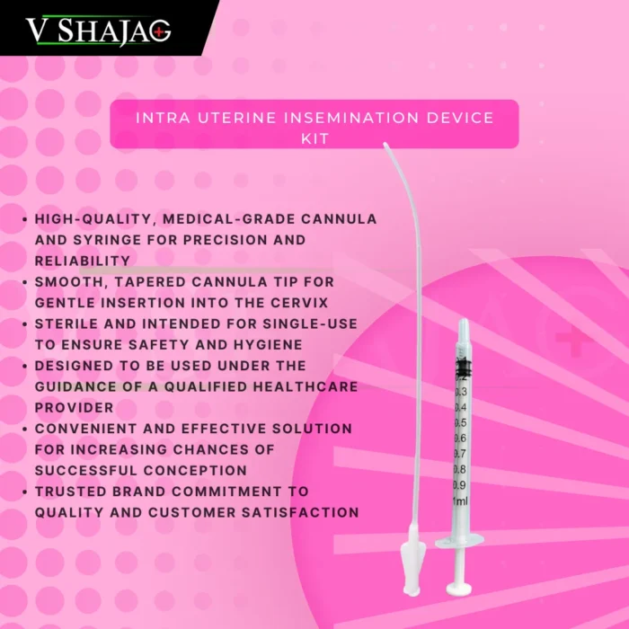 V SHAJAG Intra Uterine Insemination Device-Complete IUI Curved Cannula Kit (17cm)-Fertility with Precision
