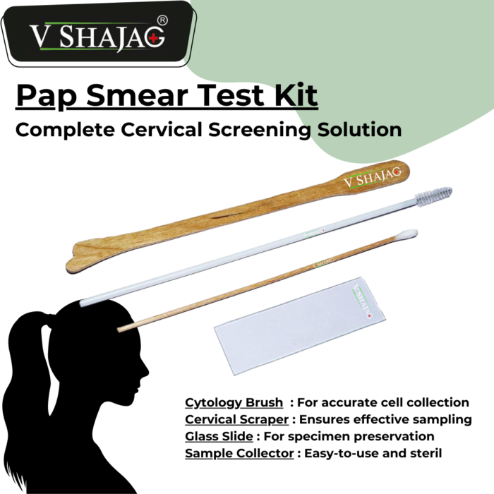 V SHAJAG Pap Smear Test Kit -(Includes Cytology Brush, Cervical Scraper, Glass Slide, Sample Collector) Cervical Screening Kit for Women's Health - Sterile and Disposable