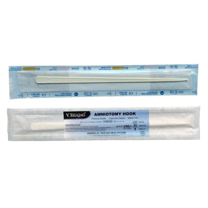 V SHAJAG Amniotomy Hook - Disposable, Medical-Grade Obstetric Tool for Safe Amniotic Membrane Rupture - White Plastic, Single-Use