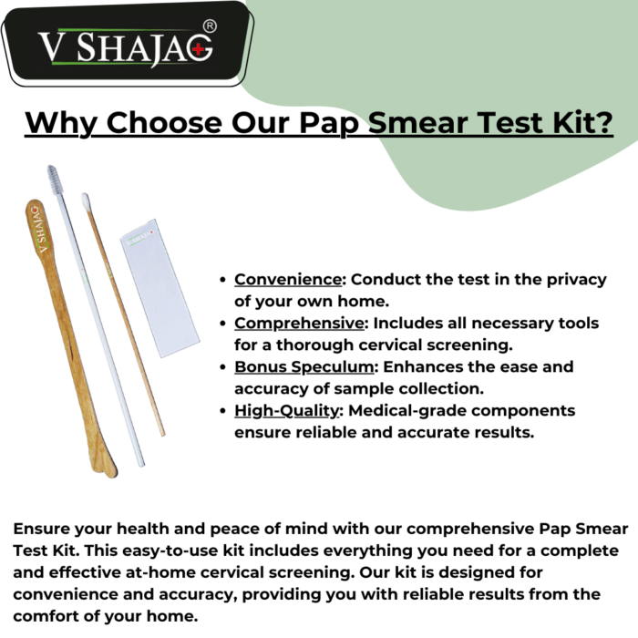 V SHAJAG Pap Smear Test Kit -(Includes Cytology Brush, Cervical Scraper, Glass Slide, Sample Collector) Cervical Screening Kit for Women's Health - Sterile and Disposable