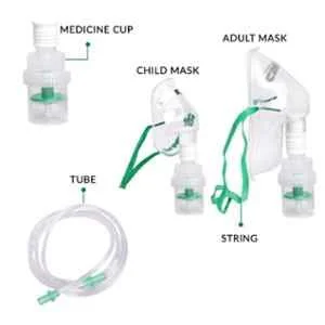 V Shajag Premium Nebulizer Kit – High Flow Rate Chamber, Adult & Pediatric Masks, Detachable Mouthpiece, 5 Extra Filters, and High-Quality Tubing