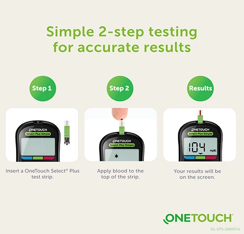OneTouch Select Plus Simple Glucometer – FREE 10 Test Strips, 10 Sterile Lancets, and 1 Lancing Device for Easy Blood Sugar Monitoring