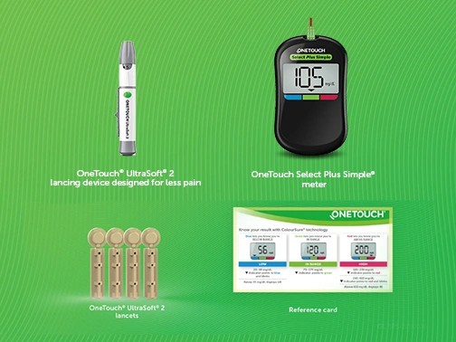 OneTouch Select Plus Simple Glucometer – FREE 10 Test Strips, 10 Sterile Lancets, and 1 Lancing Device for Easy Blood Sugar Monitoring