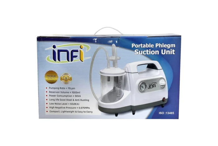 INFI Portable Phlegm Suction Machine – 1200ml Jar | Oil-Free Pump | For Home, Hospital & Clinic Use | 1-Year Warranty