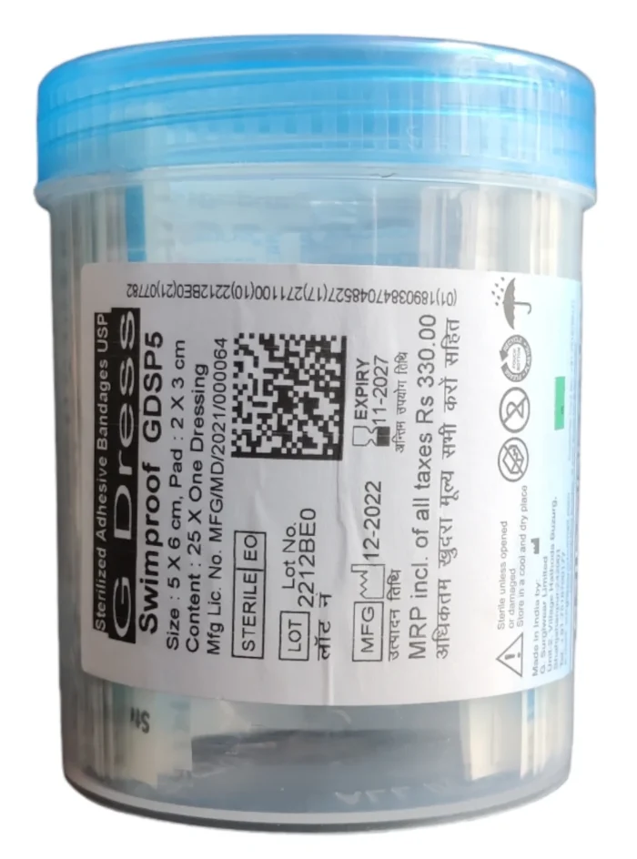 G.Surgiwear GDress Swim-Proof Waterproof Dressing 5 – Pack of 25, Sterile Adhesive Wound Dressing for Shower & Bath
