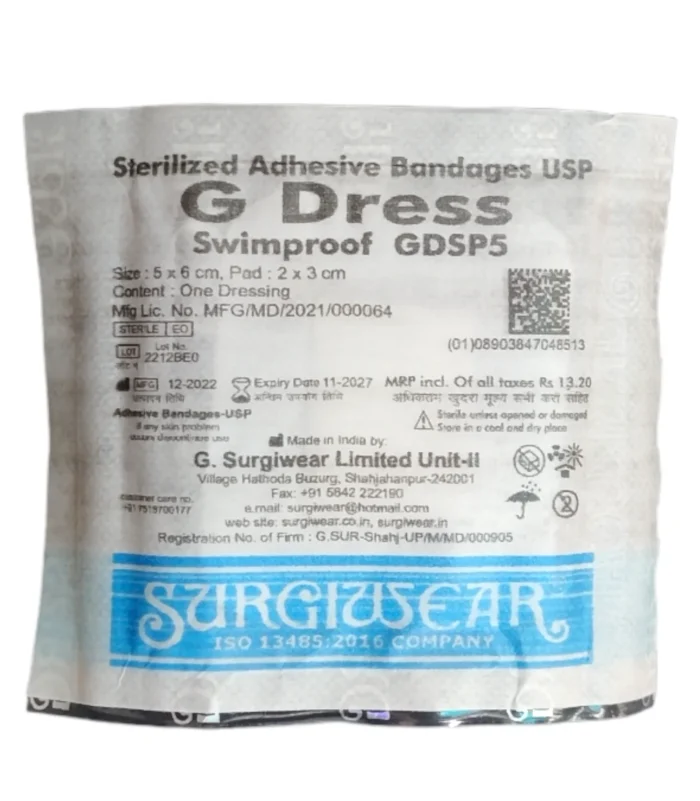 G.Surgiwear GDress Swim-Proof Waterproof Dressing 5 – Pack of 25, Sterile Adhesive Wound Dressing for Shower & Bath