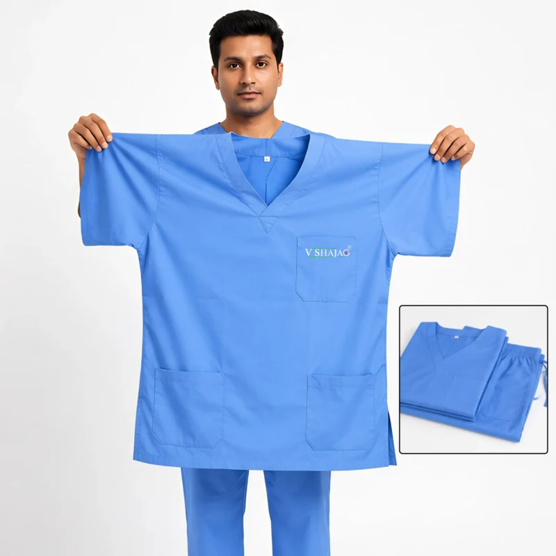 1-2-scaled-1.webp V SHAJAG+ Premium Surgical Scrub Suit for Men & Women | Soft Breathable Fabric | V-Neck Medical Top with Multi Pockets | Comfort-Fit Pajama Style Bottom | Doctor, Nurse & Hospital Uniform Set
