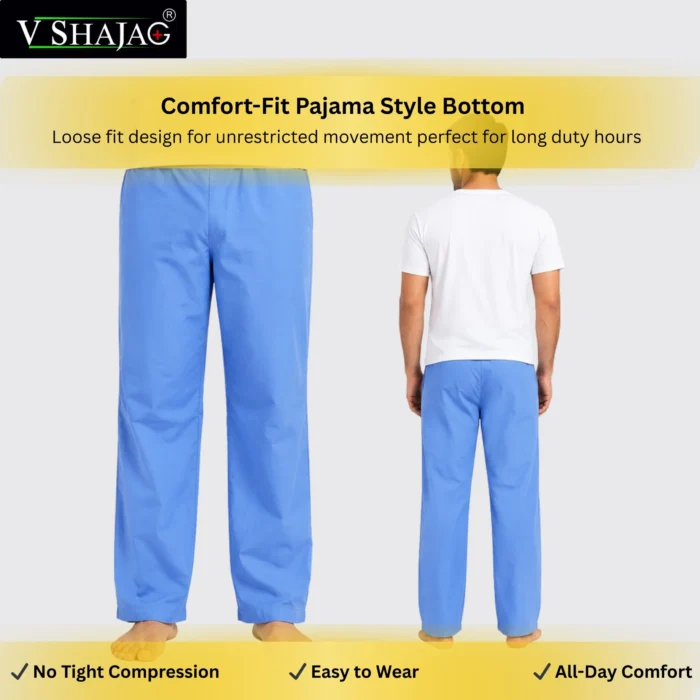 V SHAJAG+ Premium Surgical Scrub Suit for Men & Women | Soft Breathable Fabric | V-Neck Medical Top with Multi Pockets | Comfort-Fit Pajama Style Bottom | Doctor, Nurse & Hospital Uniform Set